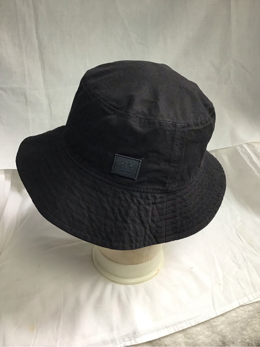 Acne Studios Black Cotton Bucket Hat with Label Tag Authentic